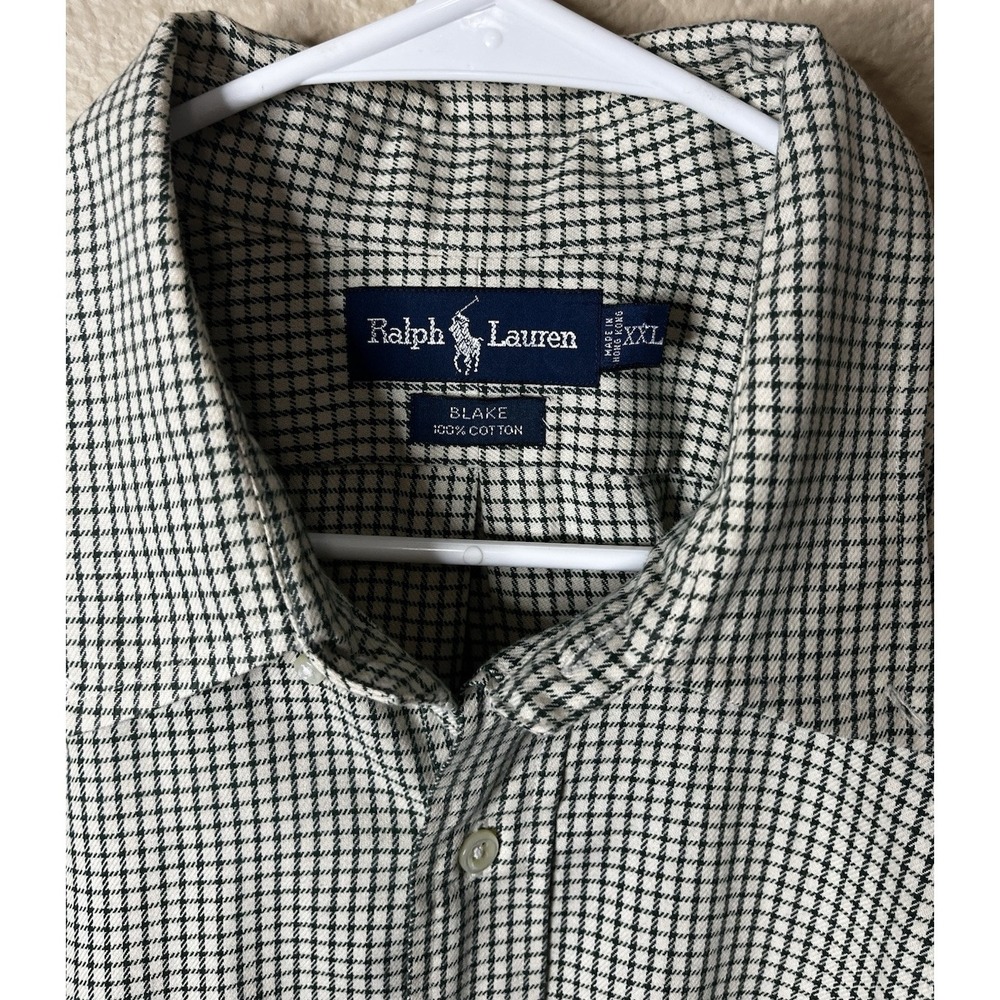 Ralph Lauren Blake XXL Long Sleeve Green Tan Check Button Down Shirt Oxford - Picture 3 of 5